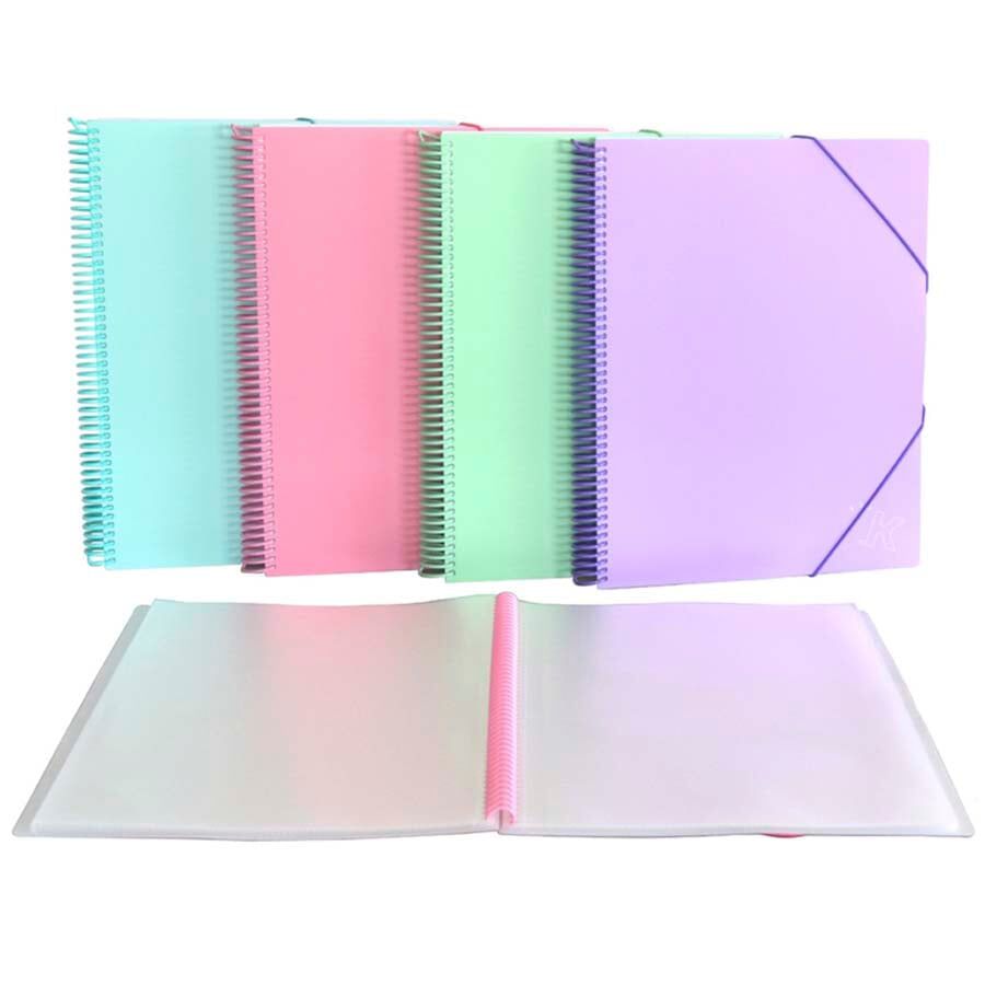 Carpeta 20 fundas espiral con goma A4 pastel