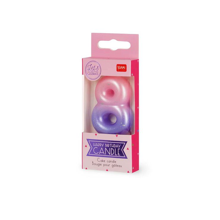 Espelma Legami rosa/lila núm.8