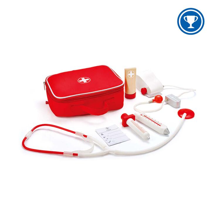 Maletín médico con instrumental de madera