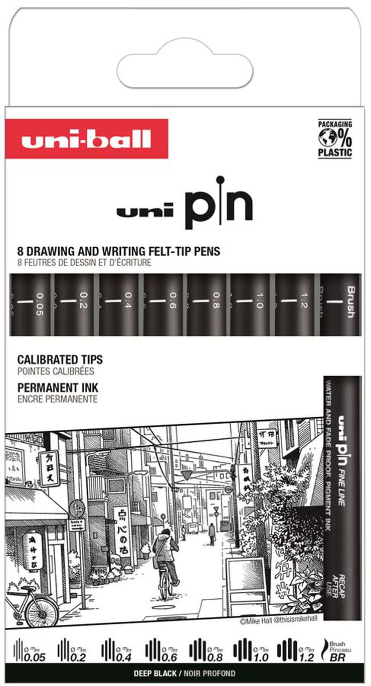 Rotuladores calibrados Uni Pin Classic II 8 piezas
