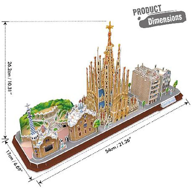 Puzle 186 piezas 3D Cubic Fun City Line: Barcelona