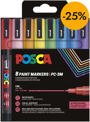 Rotuladores Posca PC-3M 0,9-1,3mm Purpurina 8 colores
