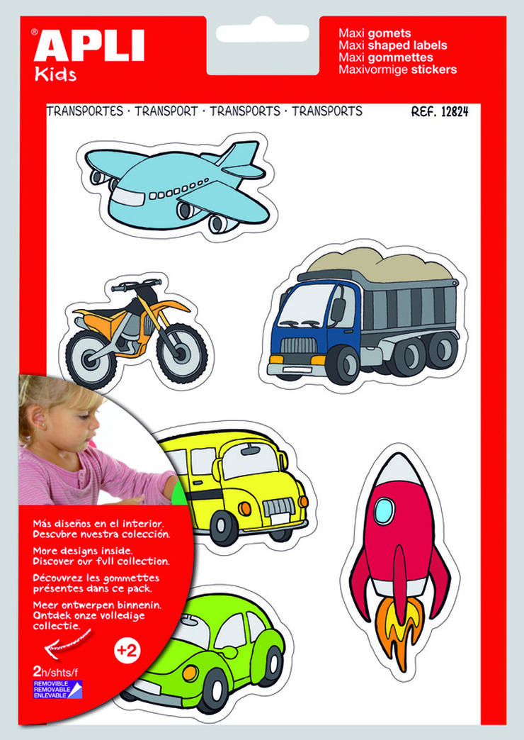Gomets temàtics Apli Maxi Transports 2 fulls 24u