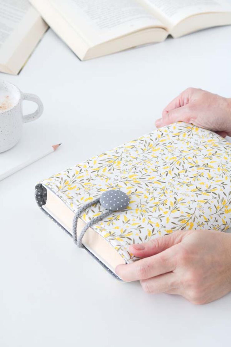 Funda de Libro Drapets Flores Mimosa interior gris