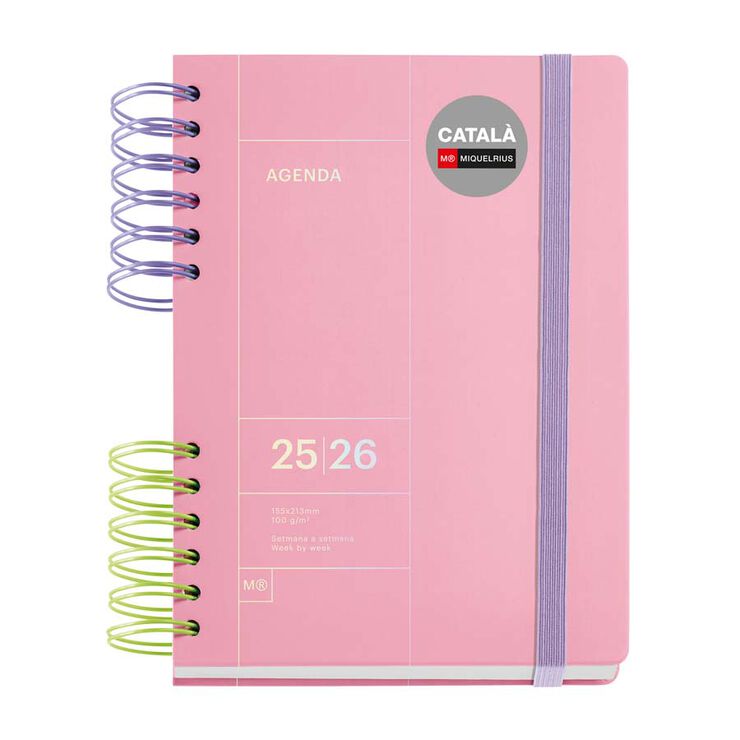 Agenda escolar Miquelrius Plus setm/vista cat 2025-26 rosa