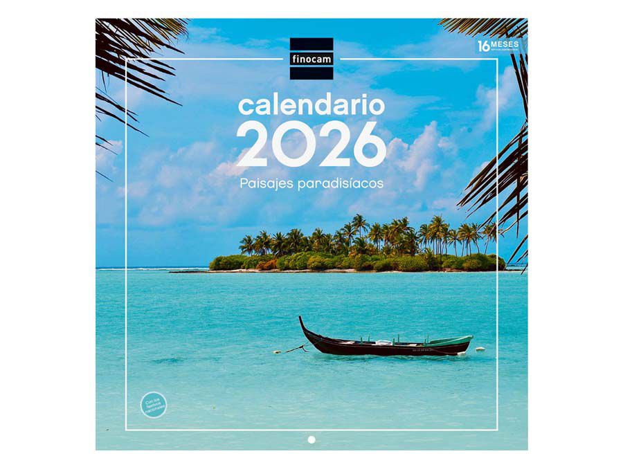 Calendario pared Finocam 30x30 2026 Paisajes Para&iacute;so castellano