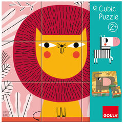 Puzzle 9 piezas Cubos Animales