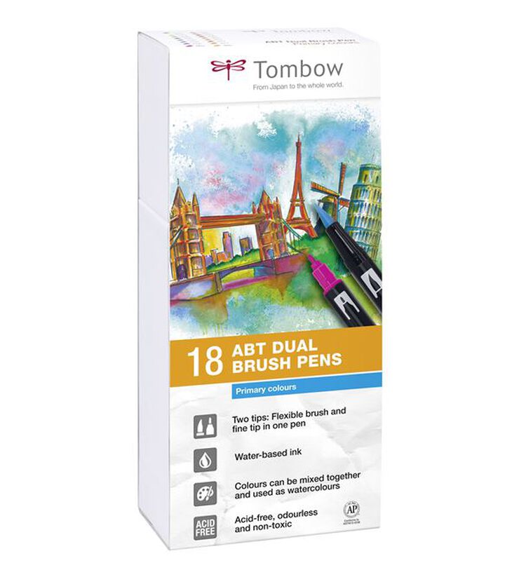 Rotuladores Tombow Dual Brush primarios 18 colores