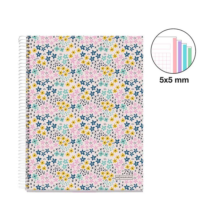 Notebook 4 A4 120 hojas 5x5 Miquelrius Happy Flower