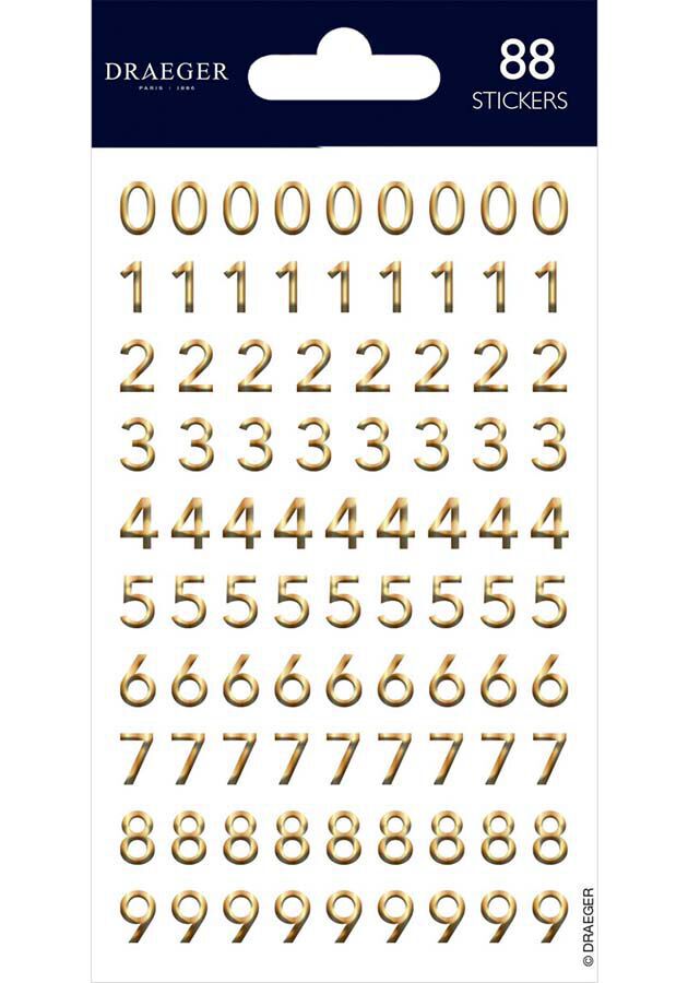 Stickers Draeger N&uacute;meros dorados 88u