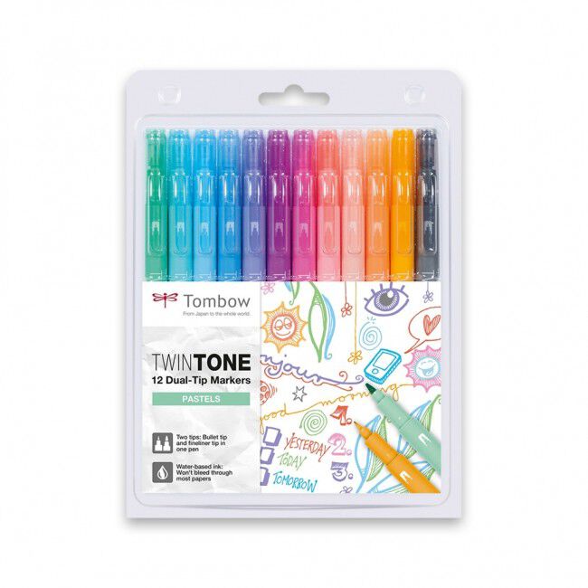 Retoladors Tombow TwinTone Dual Pastel 12 colors