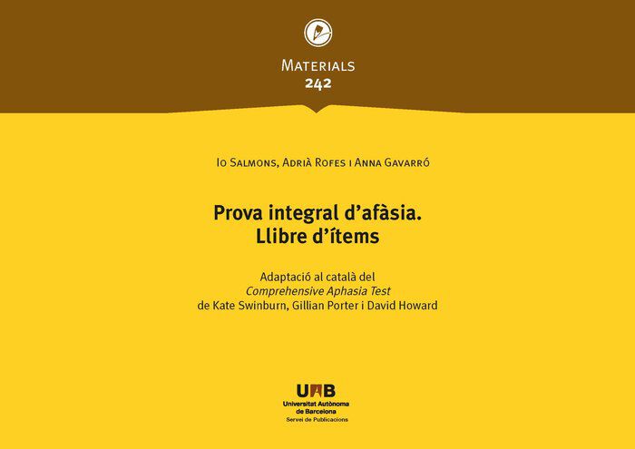 Prova integral d'af&agrave;sia: Llibre d'&iacute;tems
