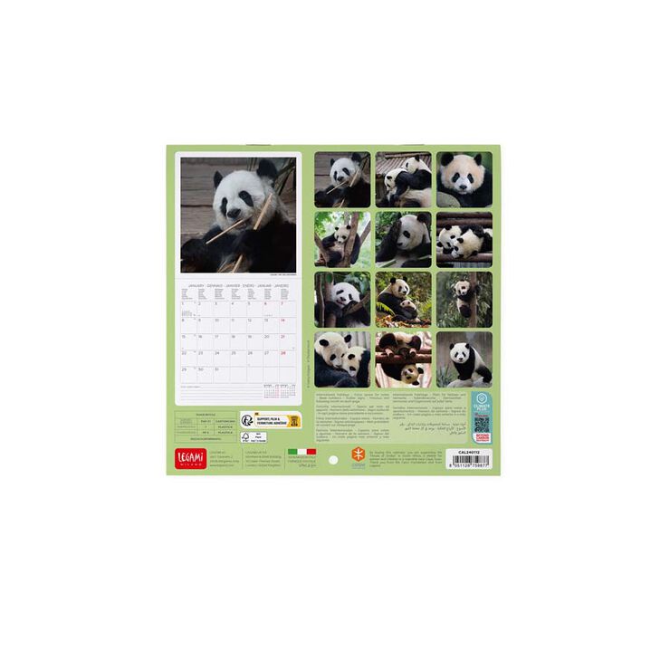 Calendari paret Legami 18X18 2024 Pandastic