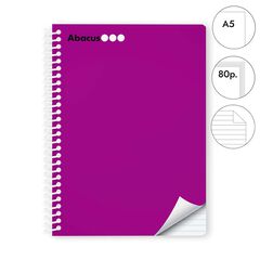 Libreta espiral Abacus A5 80 hojas raya horizontal lila