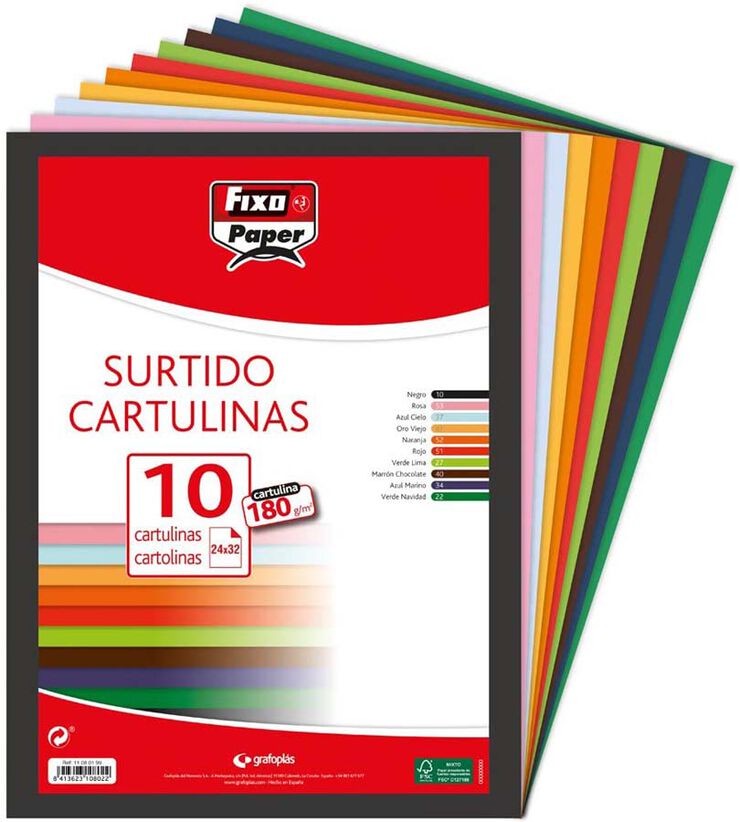 Cartulina de colores A4 185g 100u