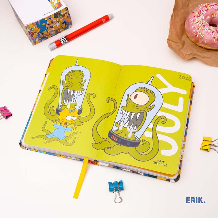 Agenda Erik 17 meses Pocket sem/vista inglés 2025-26 Simpsons