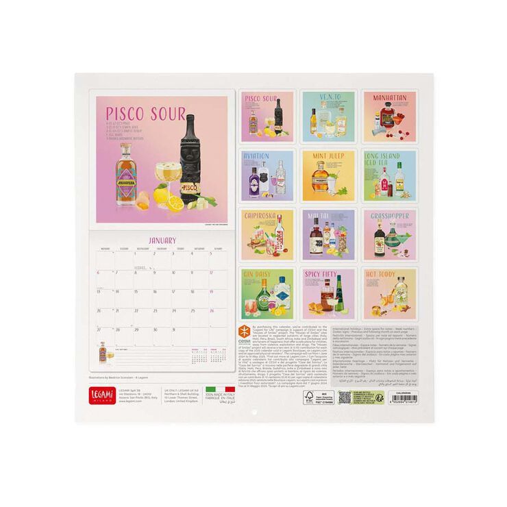 Calendario Pared Legami m/vista 2025 Cheers