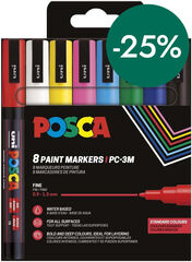 Rotuladores Posca PC-3M 0,9-1,3mm Basics 8 colores