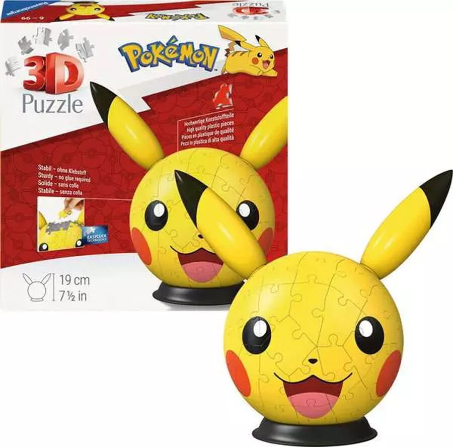 Puzle Ball 3D 72 Piezas Pikachu con Orejas