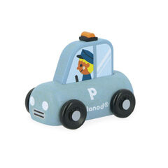 Coche de polic&iacute;a de madera