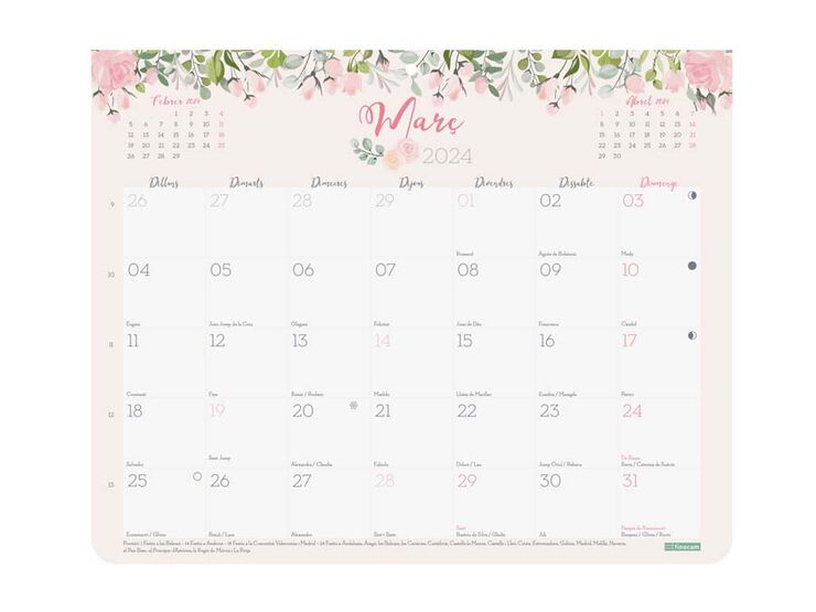 Calendari paret Finocam Iman Design Escriu.25X20 2024 cat
