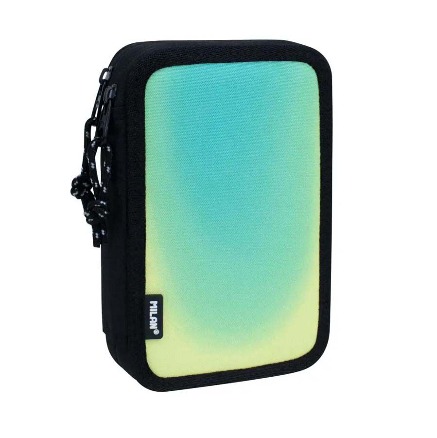 Plumier 2 pisos Milan Sunset negro/verd