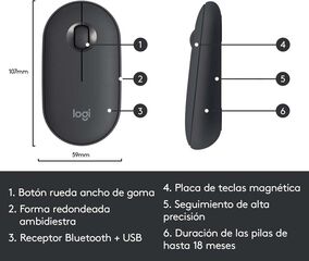Ratolí Logitech Bluetooth Pebble M350 Grafit