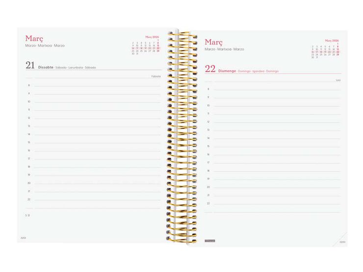 Agenda Finocam Design Collection E10 día/pág cat 2026 Goldy