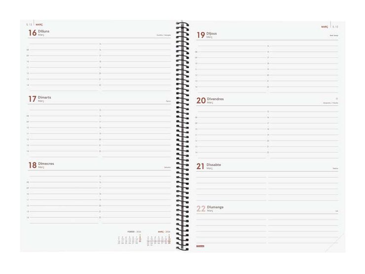 Agenda Finocam Opaque E40 sem/vista horizontal cat 2026 negro