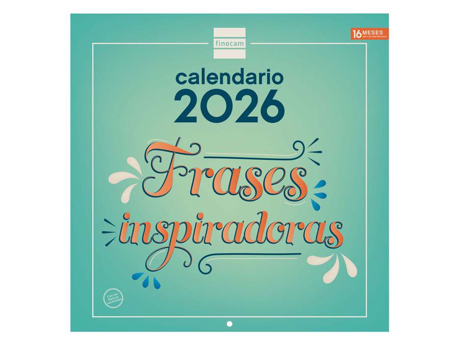Calendario pared Finocam 30x30 2026 Frases inspiradoras castellano