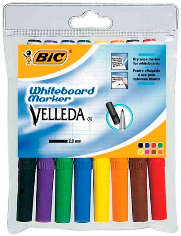 Rotuladores pizarra blanca Bic Velleda 8 colores