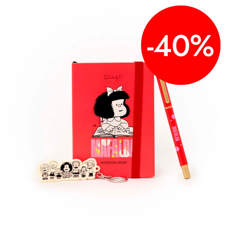 Set Agenda Mafalda A6 sem/vista 2026 cast + Llavero