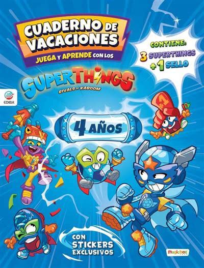 Cuaderno de Vacaciones juega y aprende Superthings Guardians of Kazoom para 4 a&ntilde;os