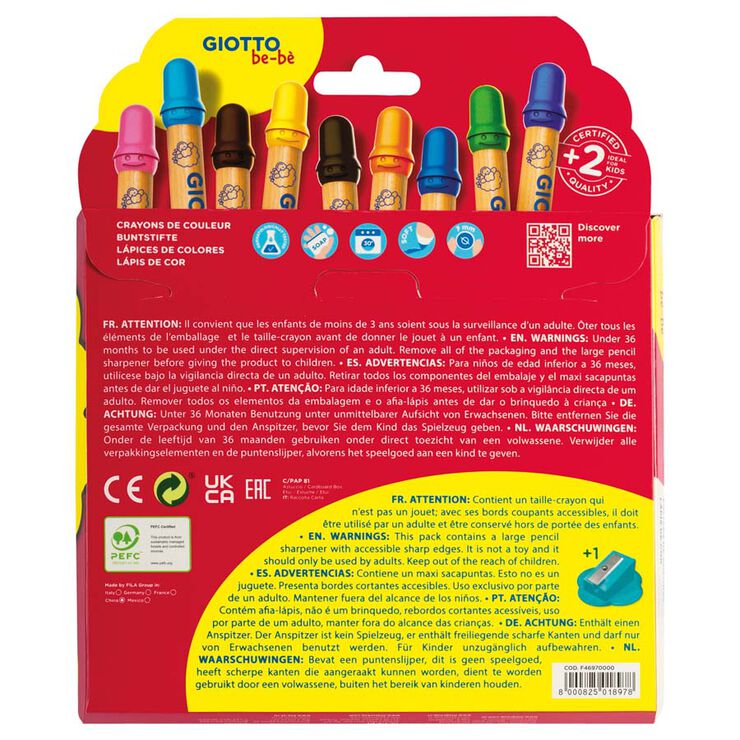 Lápices de colores Giotto Be-bé 12 colores