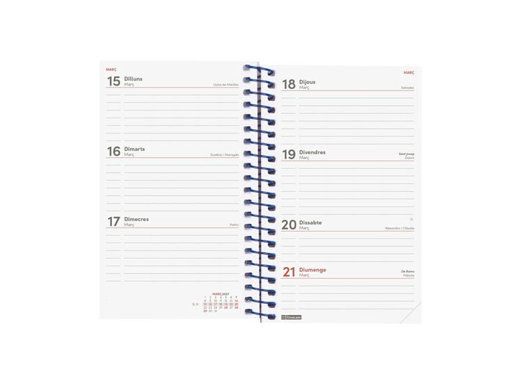 Agenda Finocam Year Semana Vista Horizontal 2027 Catal&aacute;n Azul