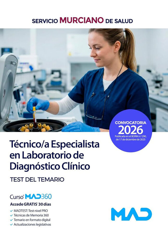 T&eacute;cnico/a Especialista en Laboratorio de Diagn&oacute;stico Cl&iacute;nico del Servicio Murciano de Salud Test del Temario