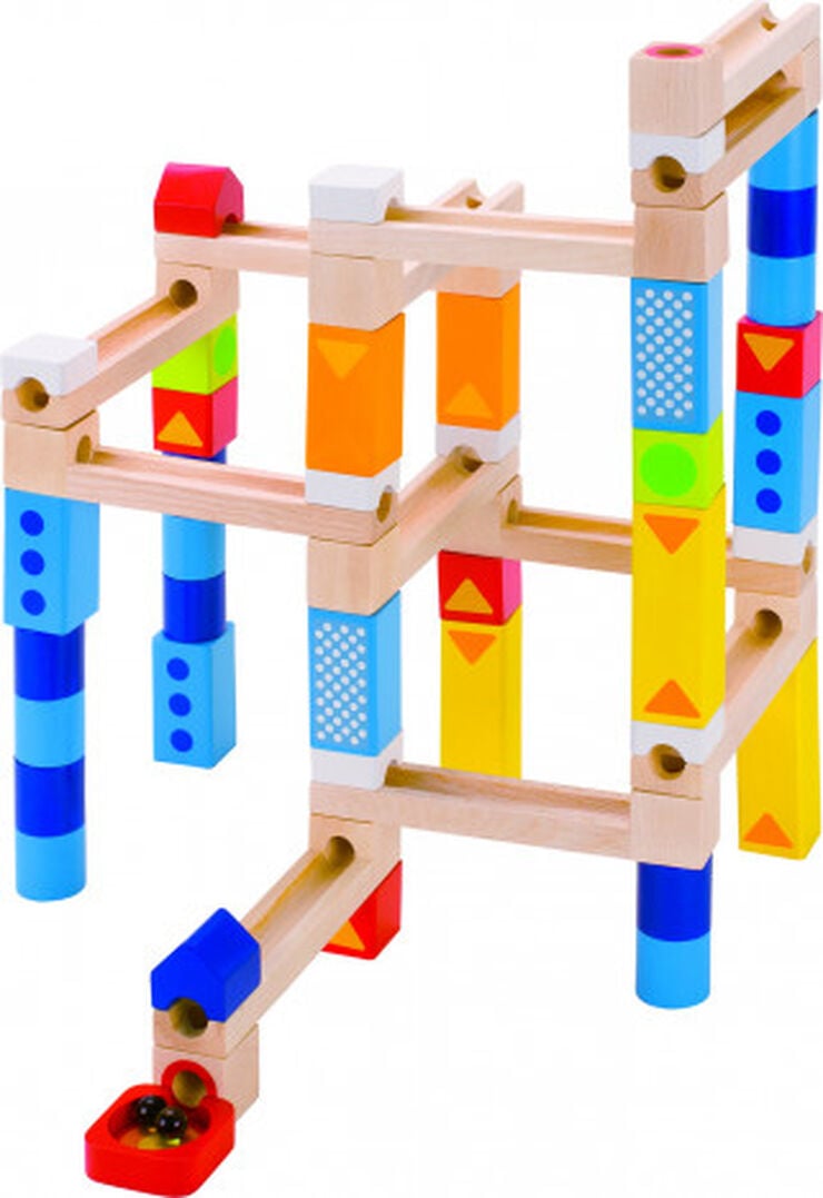Circuito de madera Goki con canicas 55 piezas
