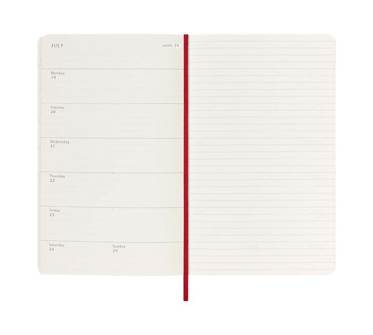 Agenda Moleskine 18 meses sem/vista L tapa blanda rojo