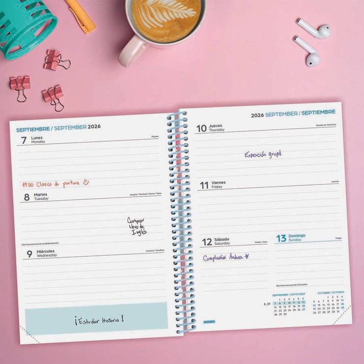 Agenda Escolar Finocam Diva 1/4 Sem/Vista Castellano 2026-27 Spring