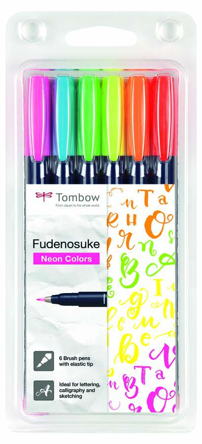 Retoladors Tombow Fudenosuke ne&oacute; 6 colors
