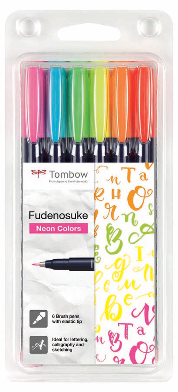Retoladors Tombow Fudenosuke ne&oacute; 6 colors