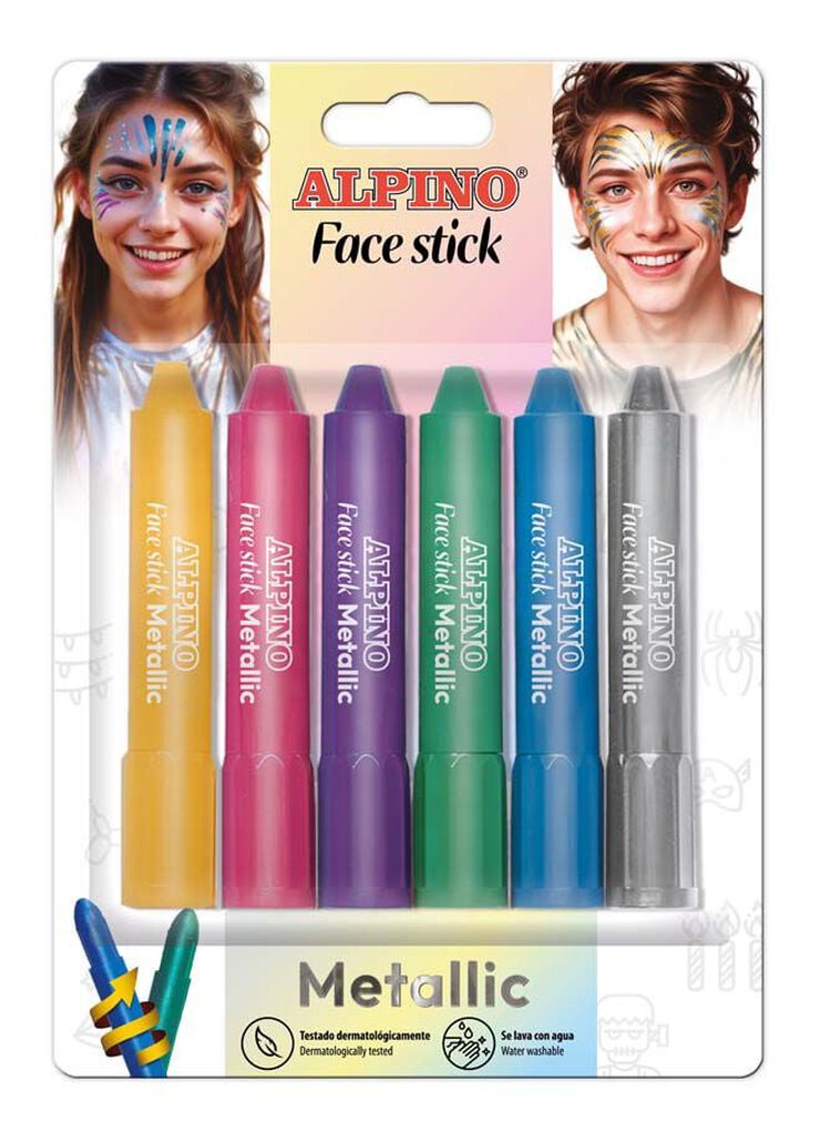 Maquillaje Alpino Face Stick colores met&aacute;licos 6u