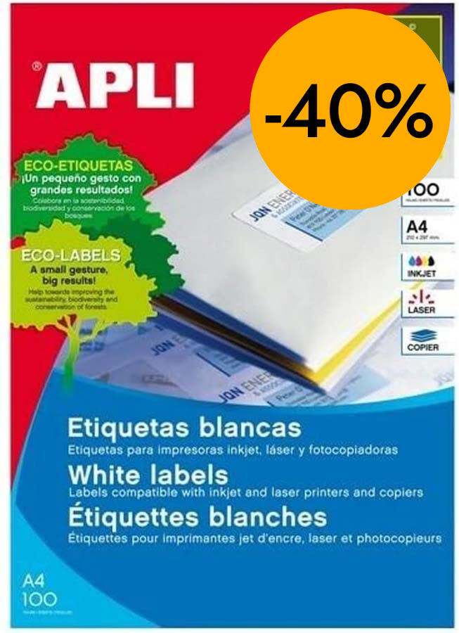 Etiqueta Apli Inkjet/Laser/Fotoc.37x70mm 100 hojas