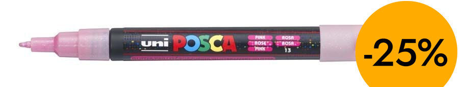 Rotulador Posca PC-3M 0,9-1,3mm rosa glitter
