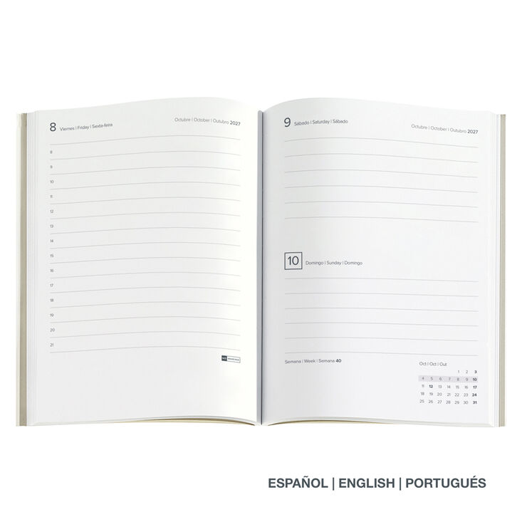 Agenda Miquelrius Journal Dia P&agrave;gina Multiling&uuml;e 2027 Luxor Negre