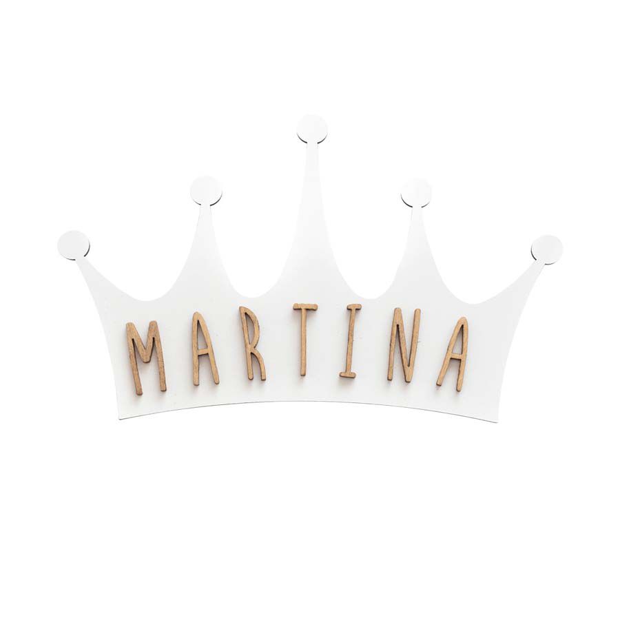 Placa decorativa personalitzable Corona blanc