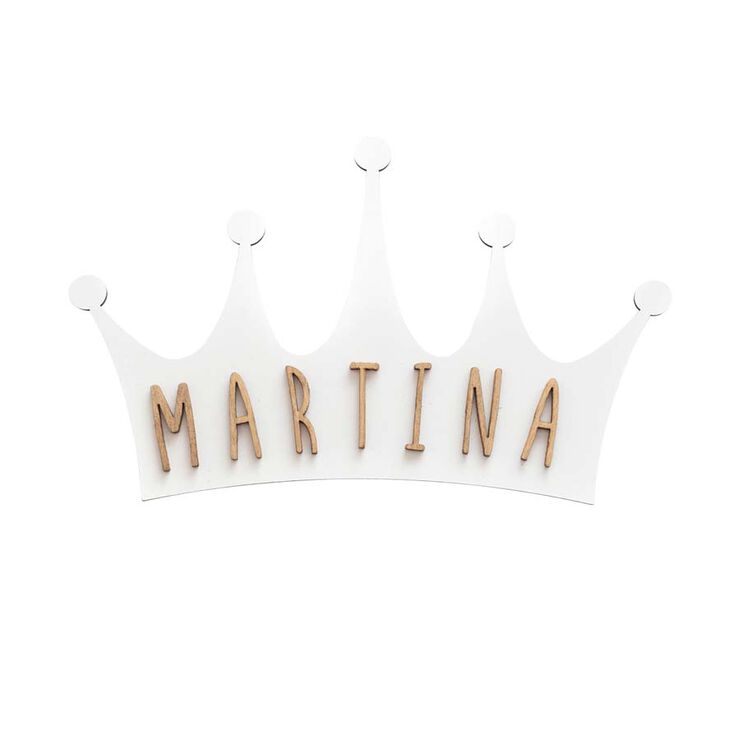 Placa decorativa personalizable Vinitun Corona blanco