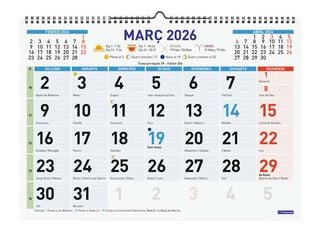 Calendario pared Finocam Color Mixto L 43x31 2026 catalán