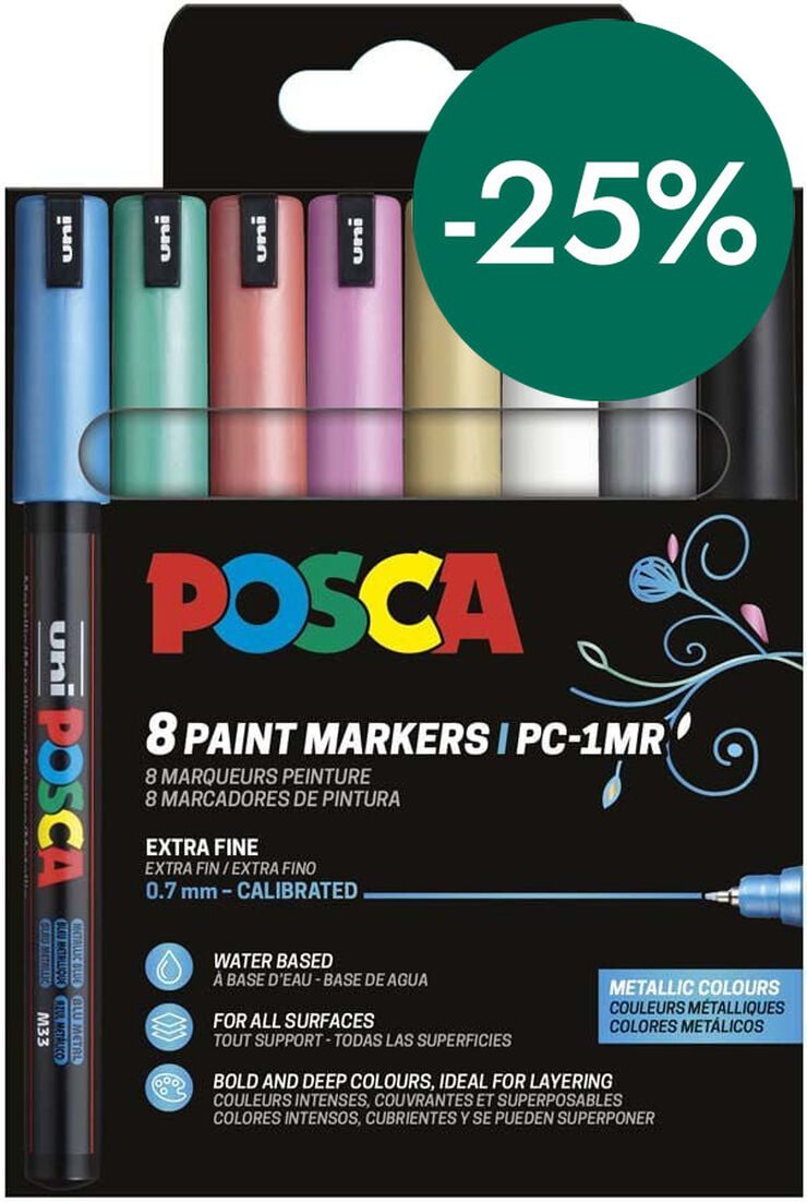 Retoladors Posca PC-1MR 0,7mm Metall 8 colors