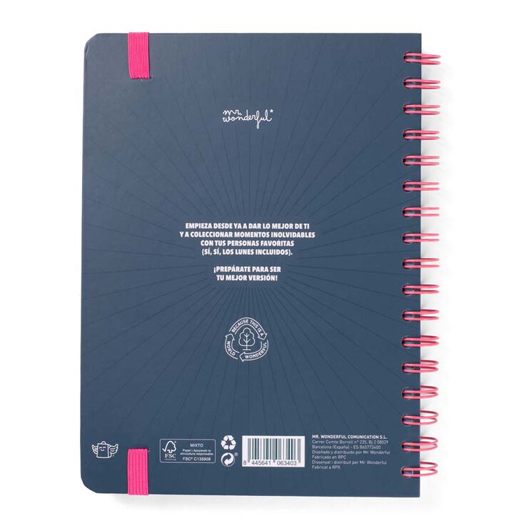Agenda escolar Mr. Wonderful Wonder sem/vista cas 2025-26 Planazos, ilusiones y buenas vibraciones
